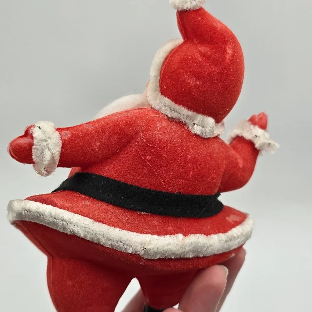 Vintage Flocked Dancing Santa Claus 1960s Christmas‎ Holiday Kitschy 7